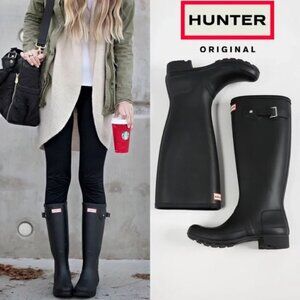 Hunter Original Tall Black Rain Boots EU 37 Girls 5 Women 6/6.5